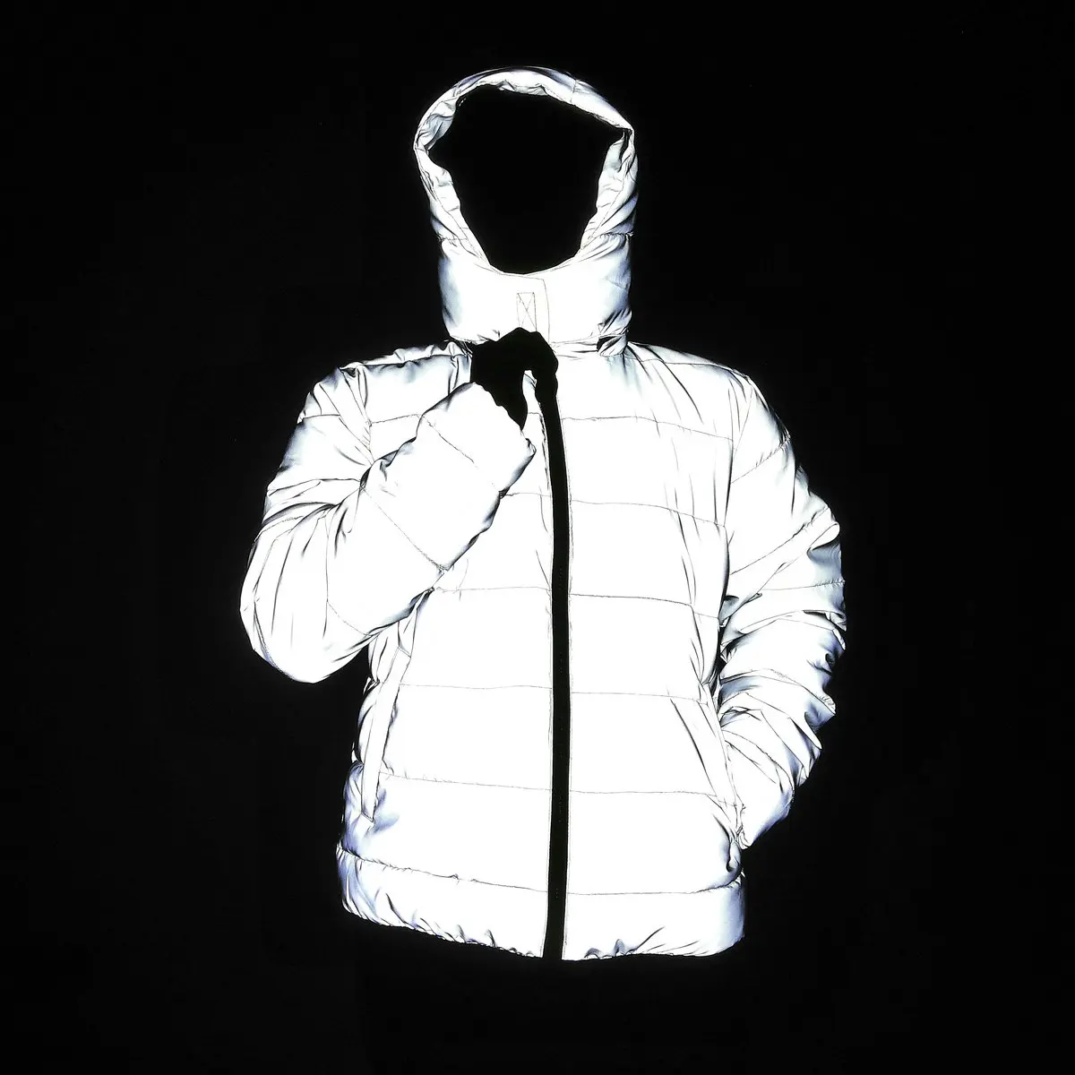 Dropshipping Winter Men Night Safe Reflective Jackets Coats Thicken Warm Light Reflect Overcoat Snow Parka Male Female Clothing