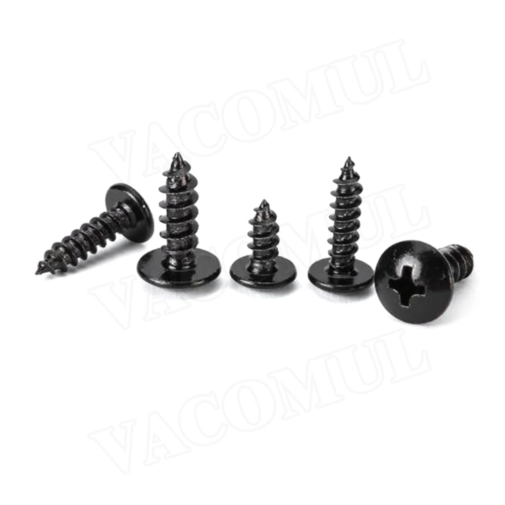 

Universal Car Bumper lip Installation Screws Cross Mushroom Head Black Carbon Steel Phillips Head Self-tapping Screws M4 M5