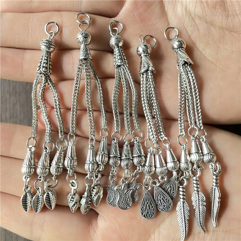 JunKang Mixed batch of feathers cones, tulip rosary pendants, DIY handmade muslim islamic men and women meditation buckles