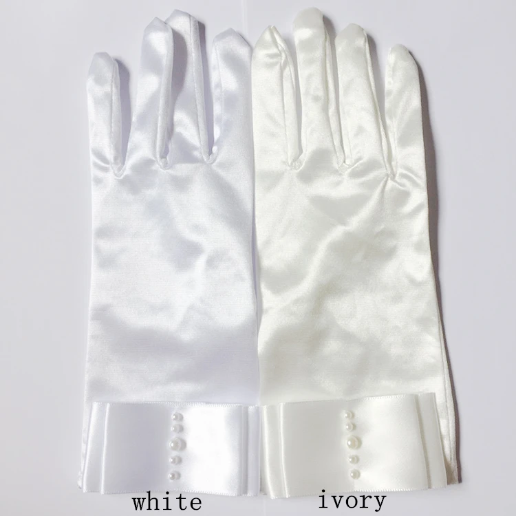 Ladies Short Satin Bowknot Gloves Elegant Pink Black White Prom Party Gloves Solid Color Wedding Bridal Mittens Summer Protector