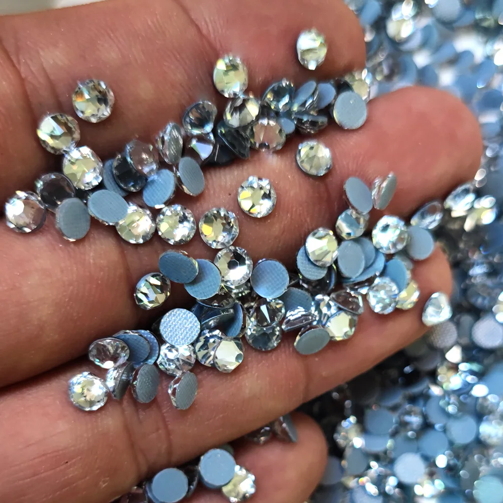 6A 2078 Hot Fix 8 big 8 smal Crystal Multi Rainbow Rhinestones Glass Hotfix Strass Stone Crystals AB Iron on for Clothes Garment