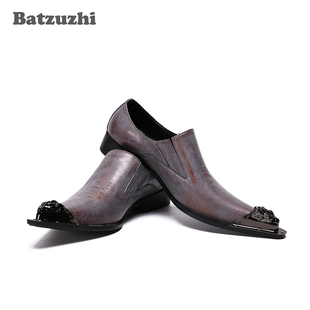 

Batzuzhi Luxury Handmade Men's Shoes Pointed Iron Toe Formal Leather Dress Shoes Zapatos Hombre Gentleman Party Business Shoes