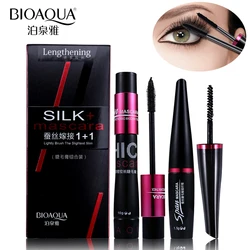 BIOAQUA Marke Schwarz Silk Fiber Mascara Make-Up Set Wimpern Verlängerung Volumen 4D Mascara Wasserdicht Kosmetik 2 teile/los