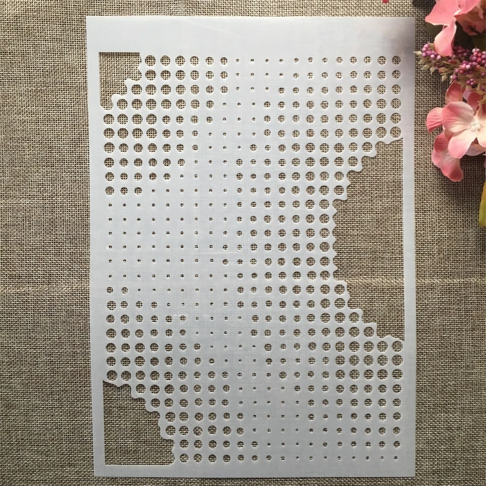 

A4 29cm Gradiant Geometry Dot Texture DIY Layering Stencils Wall Painting Scrapbook Coloring Embossing Album Decorative Template