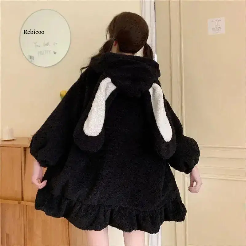 

Harajuku Kawaii Rabbit Ear Sweatshirt Hoodie Women Streetwear Winter Women Loose Hoodie Cute Japan Harajuku Clothes