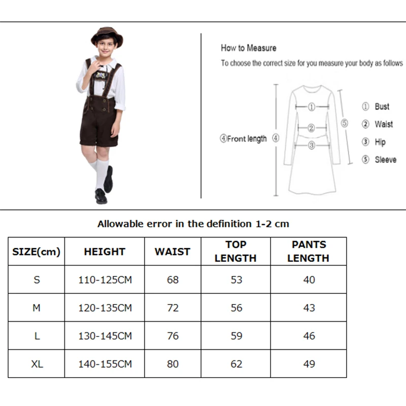 Costume de carnaval pour garçon, tenue de fête classique, traditionnel bavarois, haut à licou, short de serveur, Cosplay, robe de soirée fantaisie, Halloween