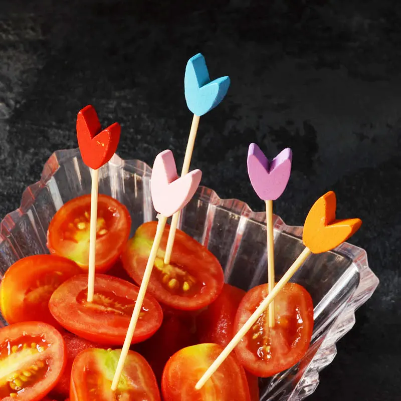 

12cm 100 Pcs Colorful Cocktail Drink Stirring Sticks Food Dessert Picks Fruit Fork Bento Bar Tool