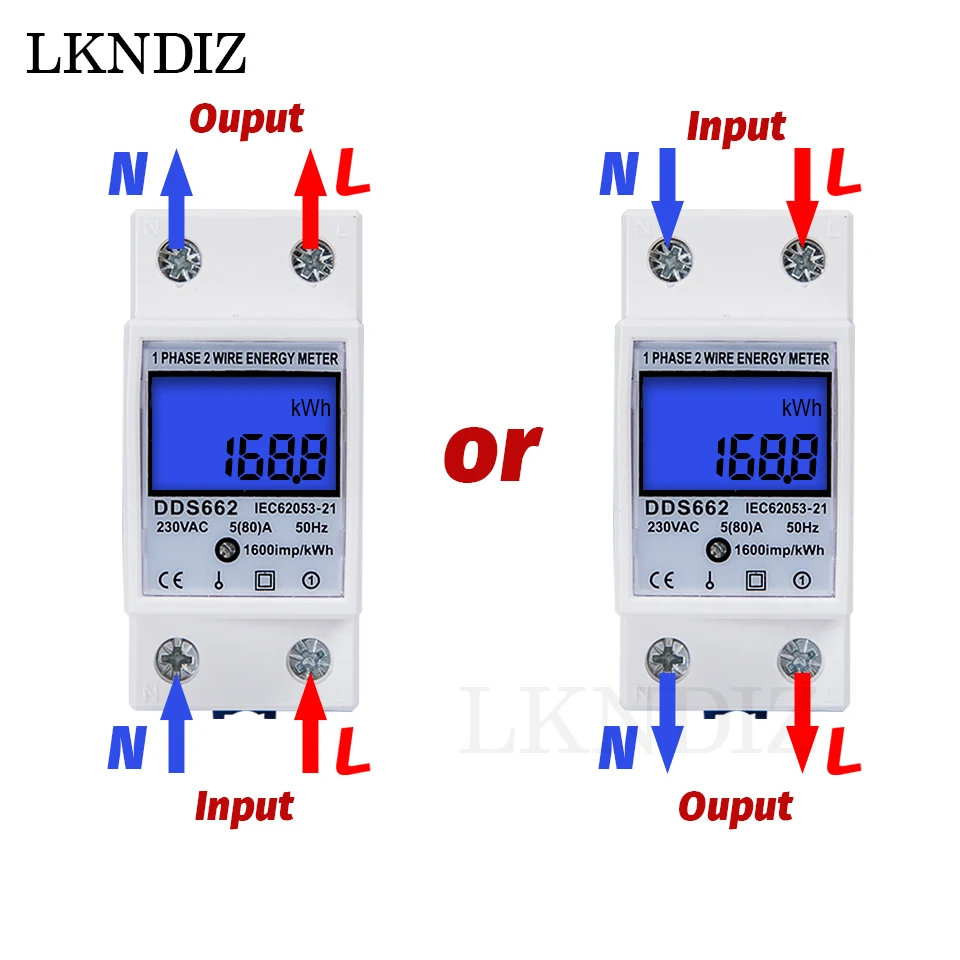 5(80)A 230V DIN RAIL 50Hz Digital Energy Meter KWH DIN RAIL METER  LCD Display DDS662 DIGITAL Single Phase kWh Counter Reset