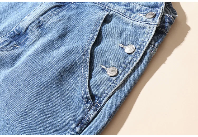 Herren Plus Size Denim Latzhose Klassische Cargo-Jeans mit Großen Taschen Lose Arbeitslatzhose Trägerhose Dunkel- und Hellblau – Detail 23
