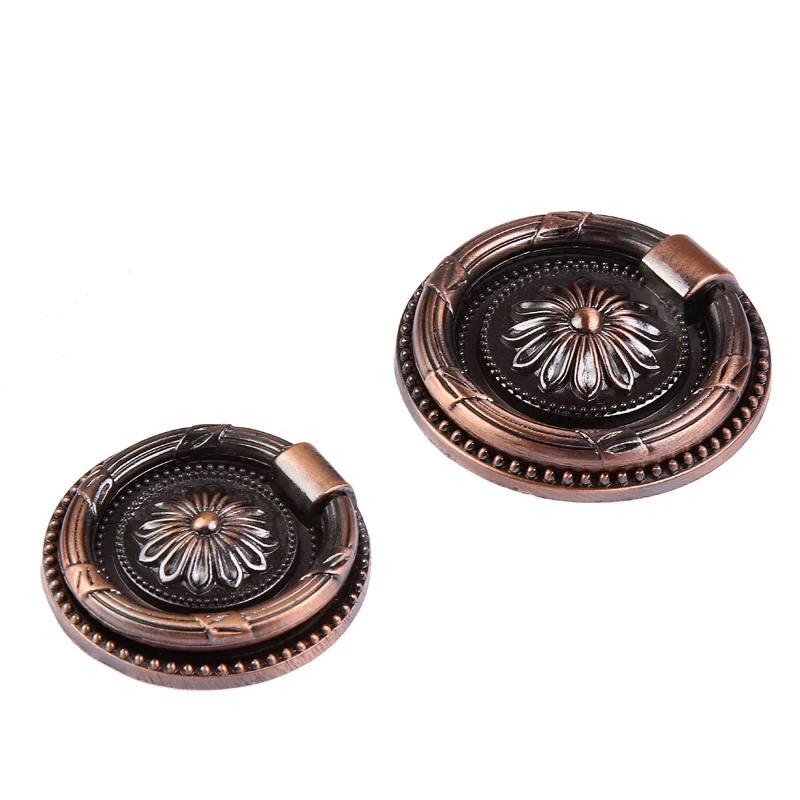 Vintage Cabinet Manopola Del Cassetto Dresser Armadio di Goccia Anello Maniglia Vintage Cassetto Manopole Bronzo Rame Tiro Bianco Rotondo Anelli di Maniglie