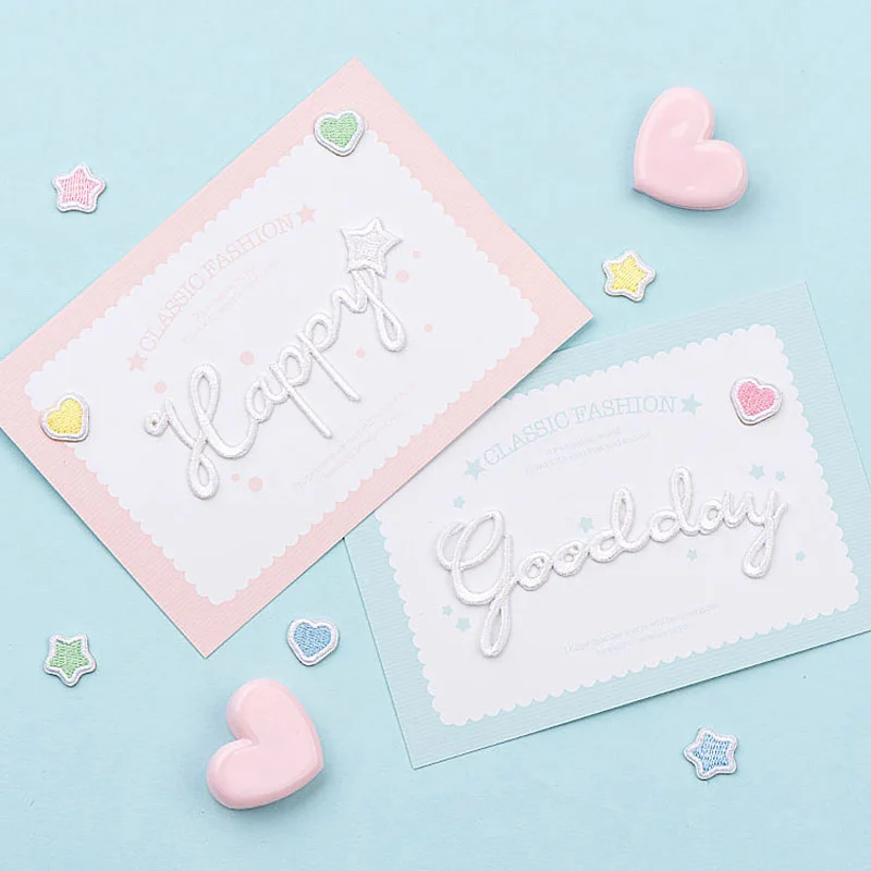 Alphabet Blanc Autocollant Brodé pour Vêtements, Chaussures, Sacs, Bol, Emballage Cadeau, Lettres Anglaises, DIY