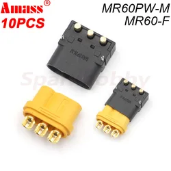 10PCS Amass MR60PW Male MR60 Female Plug Three-core Gold-plated ESC Motor Connector For RC Aircraft Battery Model ACCS Parts DIY