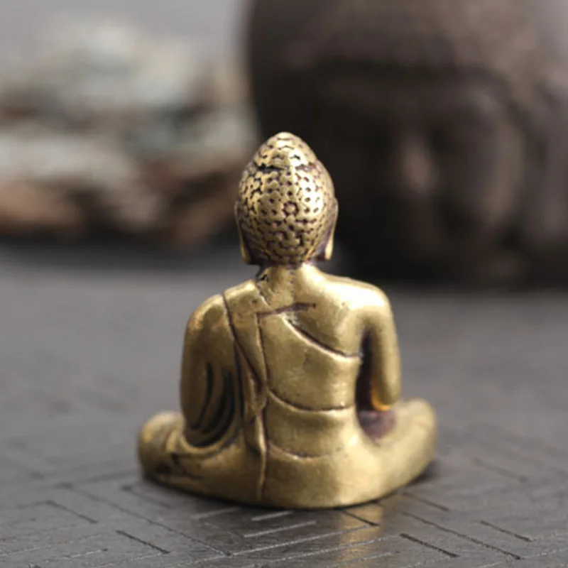 Solid Copper Amitabha Buddha Statue Home Decorations Brass Sculptures Vintage Living Room Office Desk Decor Miniature Figurine