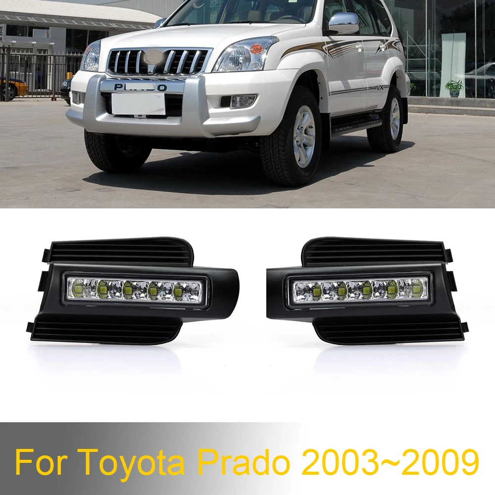 

1Pair Car Accessories LED Day Lights 12V LED Daytime Running Lights ABS waterproof Fog Lamp Cover DRL for Toyota Prado 2003~2009