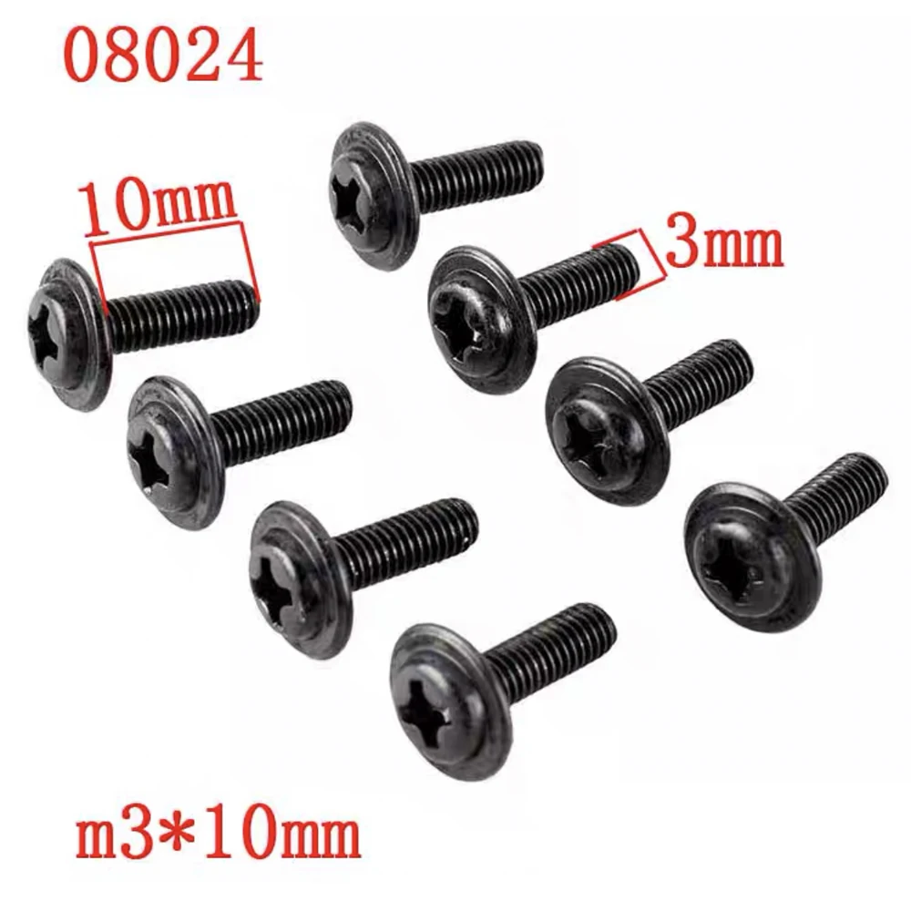 8PCS 08024 Discal Machine Screws M3*10mm Machine Screw Nut for 1:10 HSP RC Cars Spare Parts