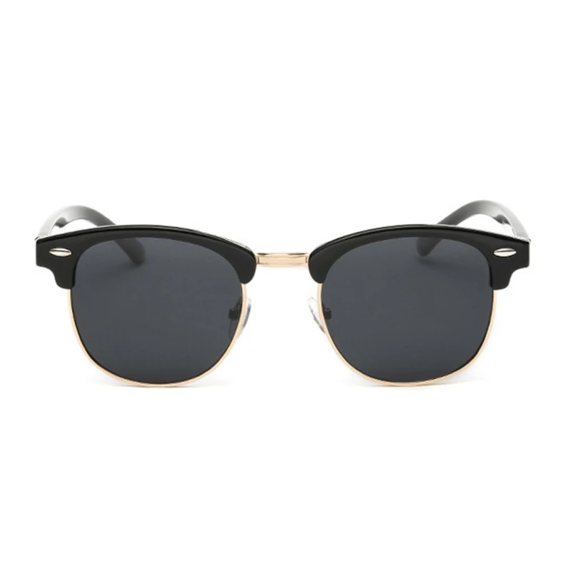 Metade do quadro polarizado óculos de sol homem mulher marca luxo designer masculino retro rebite espelho óculos metal gafas sol