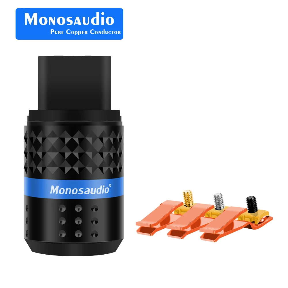 

Monosaudio F122 C19 Pure Copper Rhodium Plated Audio Power IEC Connector Plug AC 20A Female Power Cord Audio Cable Connectors