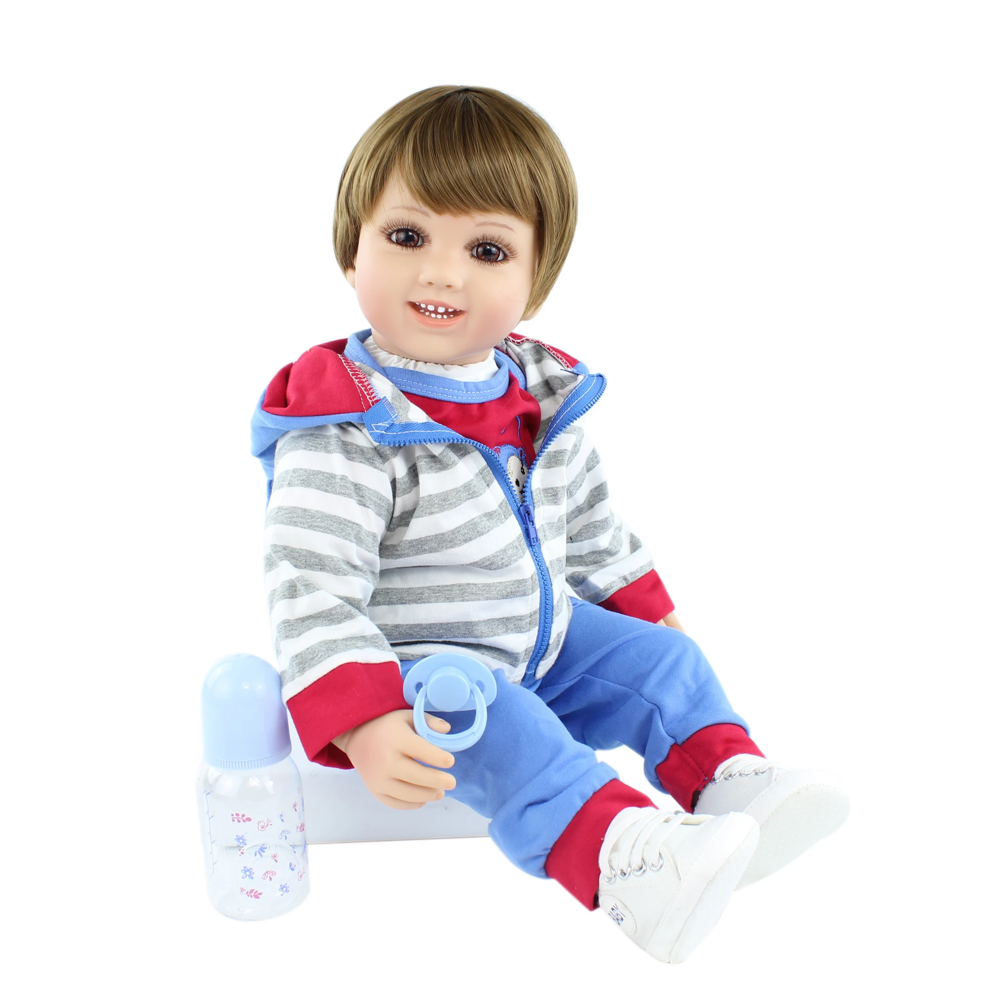 60 CM panno corpo Silicone Reborn Boy Doll per ragazza scimmia vestiti Set vinile neonati Boneca bambino regalo di compleanno gioca a casa