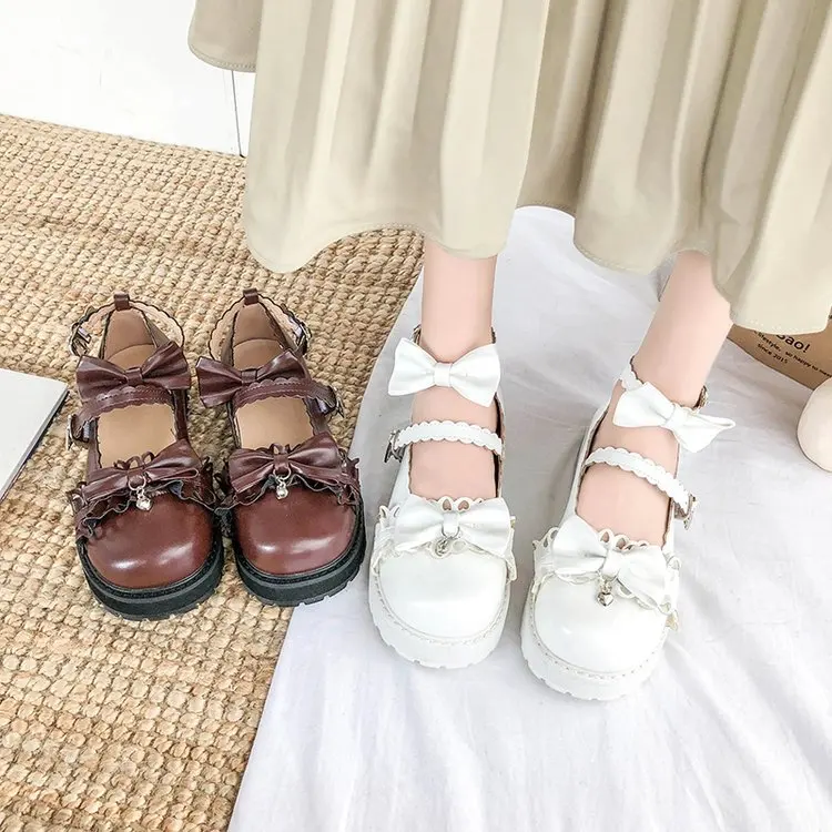 Japanese Kawaii Lolita shoes Girls heart Sweat School Round Toe cute  Shoes for Women Student Partty JK Uniform shoes lolita