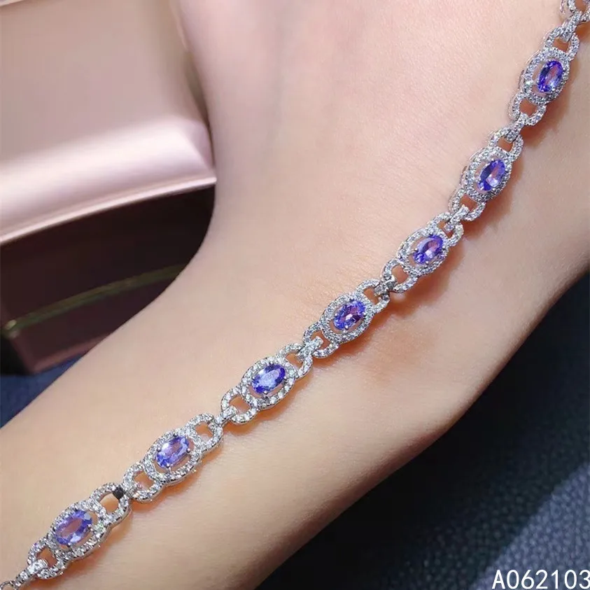 

KJJEAXCMY fine jewelry 925 sterling silver inlaid natural Tanzanite Women elegant lovely gemstone hand Bracelet support check