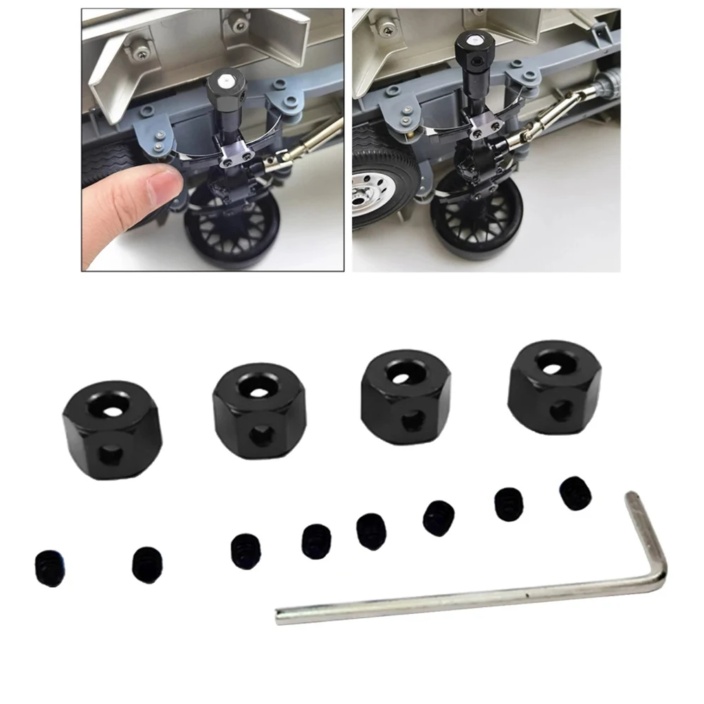 Aluminium Alloy 5mm to 12mm Wheel Hex Hub Adapter for WPL MN RC Truck Car Upgrade Parts