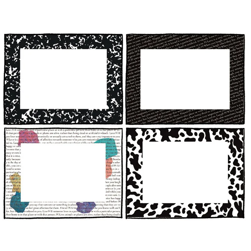 Ins Milk Pattern Border Memo Pad 50 Sheets Black And White Simple Style English Letter Mini Notebook Message Paper Stationery