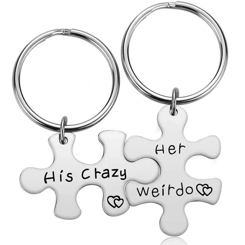 

Couple Gifts for Boyfriend Girlfriend - His Crazy Her Weirdo Keychain for Him Her Keyring Valentine's Day Gift for Husband Wife