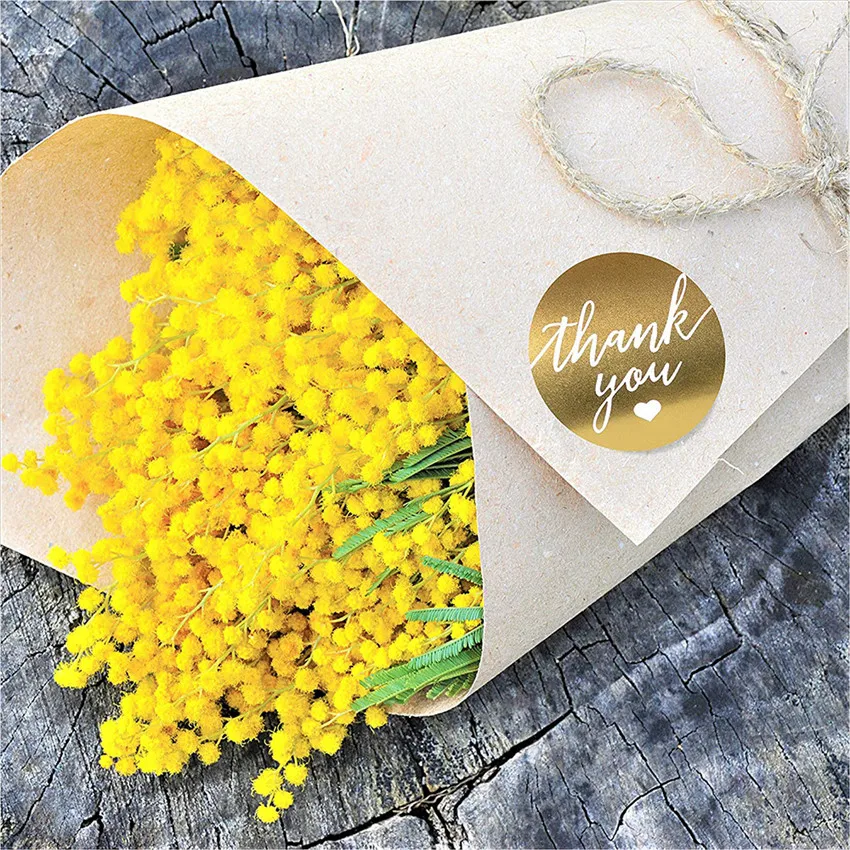 1.5 Inch Round Thank you Stickers Waterproof Handmade Gifts Business Packaging Stickers Envelope Seal Labels Stationery Stickers