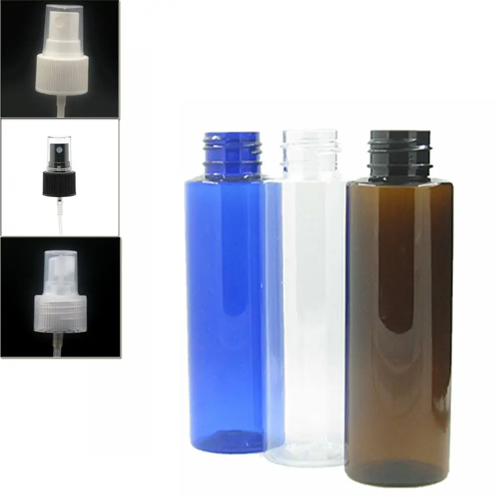 30ml 100ml empty clear/blue Cylinder Plastic  pet bottle with white/black/transparent fine mist,sprayer for travel  refiill