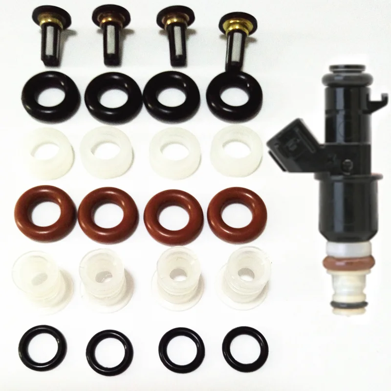 4set fuel injector repair kit for honda injection oem #16450 RCA-A01 16450PPAA01 15810-RAA-A01 replace filter orings washer caps