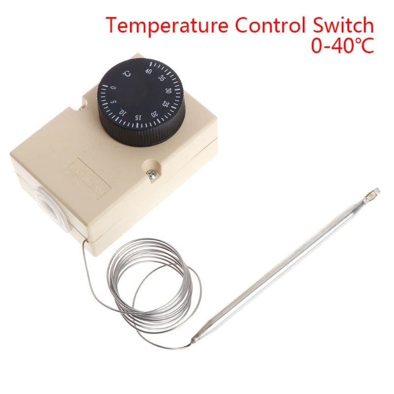 AC220V 0-40 Celsius Temperature Switch Capillary Thermostat Controller w waterproof box L69A