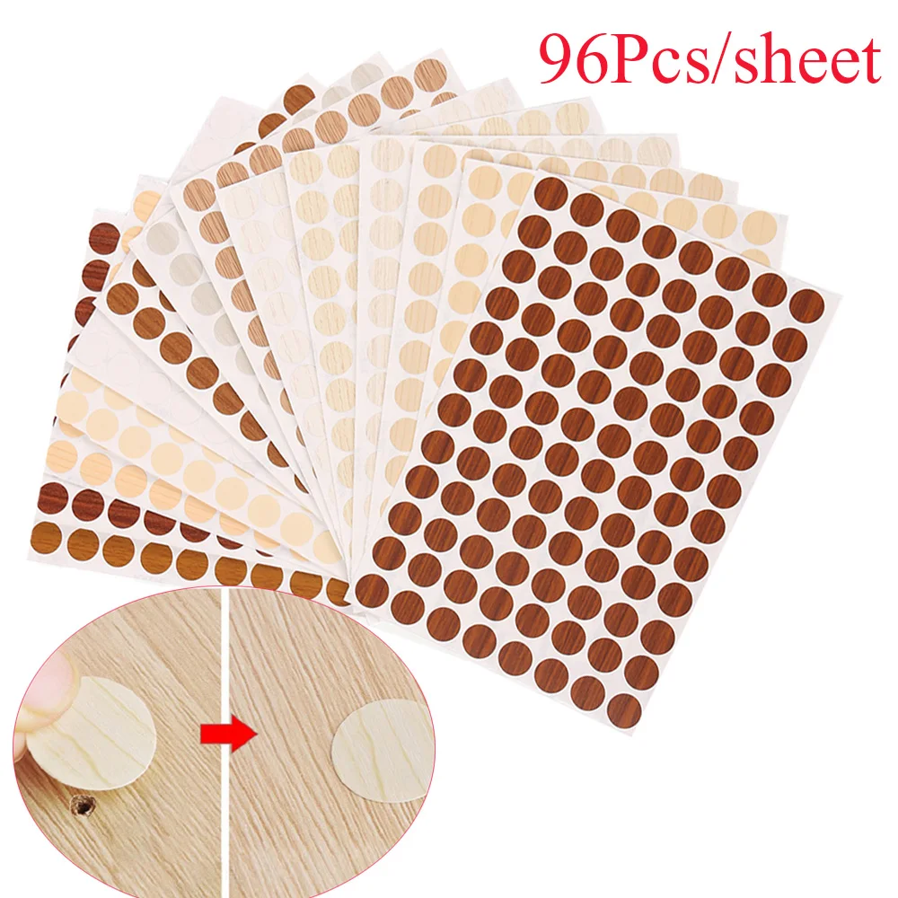 96PCS/sheet 15mm PVC Self Adhesive Decorative Films Furniture Screw Cover Caps Stickers Wood Craft Desk Cabinet Ornament