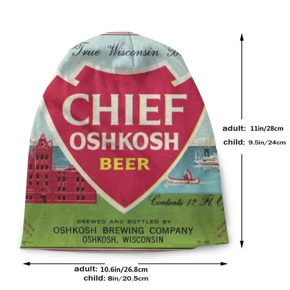 Chief Oshkosh Beer Label Knitted Hat Warm Beanie Outdoor Caps Oshkosh Wisconsin Beer Cool Logos Vintage Designs Can Collecting