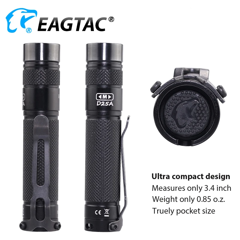 EAGTAC D25A XM-L2 Luminus SFT40 SST20 NW 4000K CRI95 519A CRI93 4500K LED Flashlight Pockect AA Battery 14500 EDC Torch