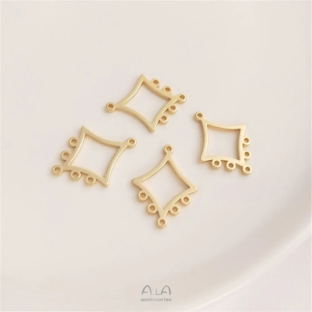 Anello Multi ciondolo placcato oro 14K geometria ciondolo con diamanti ciondolo con nappa accessori per ciondolo orecchino fai da te fatti a mano