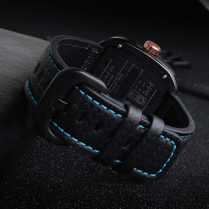 Carbon Fiber Leather watchband  black with white red blue orange line strap suitable for Friday P1|P2|M1|M2 watch accessories