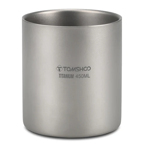 Imagen 2 del producto Tomshoo-taza de agua de titanio de doble capa para el hogar, taza de café y té para acampar al aire libre, senderismo, mochilero, Picnic, 220/350/450/600ml