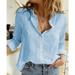 Leisure Wit Geel Shirts Button Revers Vest Top Lady Loose Lange Mouwen Oversized Shirt Womens Blouses Casual Tuniek Blusas