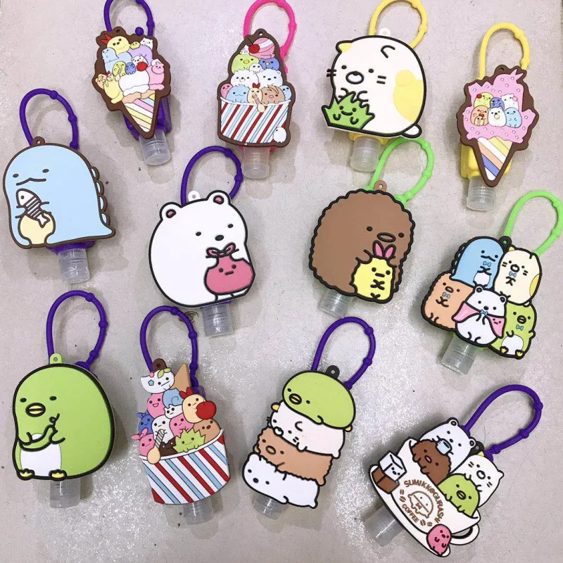 Cute Colourful Cartoon Animal Silicone Mini Hand Sanitizer Holder Travel Portable Gel Holder Hangable Liquid Dispenser Container