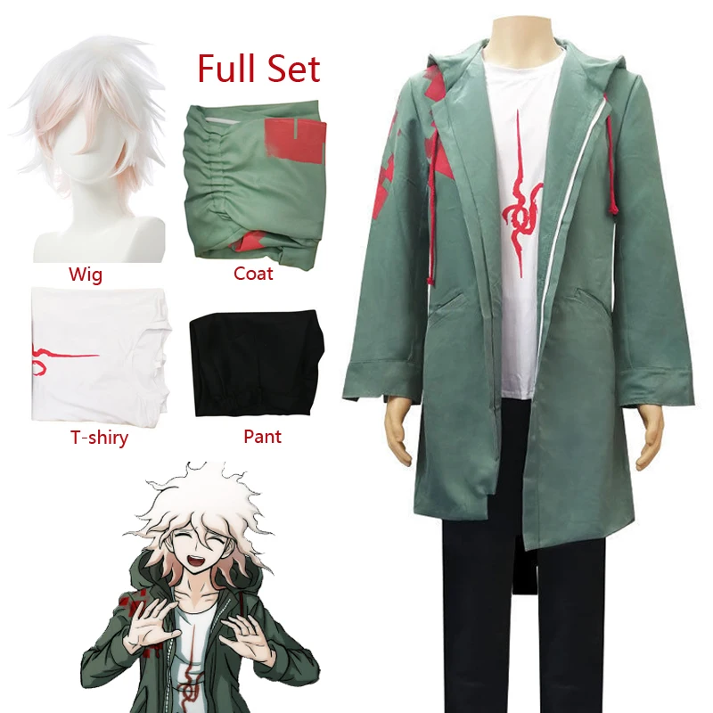 

Takerlama Super Danganronpa 2 Nagito Komaeda Cosplay Jacket T-shirt Sets Halloween Costumes for Women Men Adult Anime Clothes