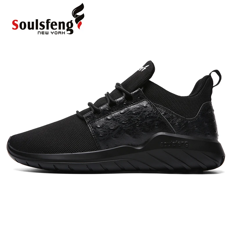 

Soulsfeng Summer Black Knitted Sneakers For Men Size 13 Lightweight Shock-absorbing Non-slip Running Shoes For Women 2022