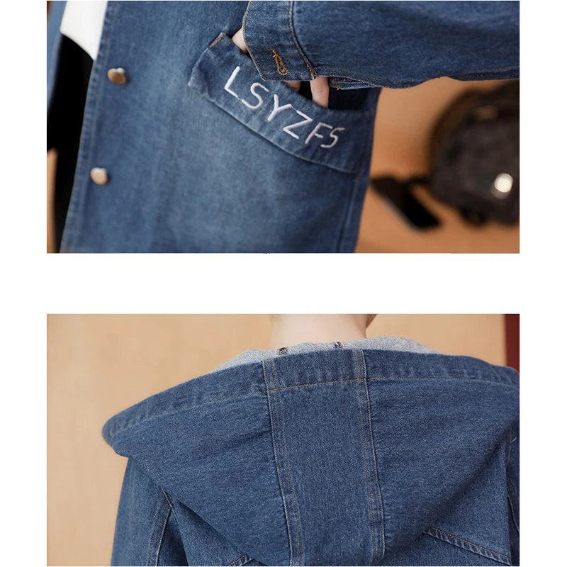 Giacca di jeans Oversize ricamata capispalla da donna giacche di jeans con cappuccio retrò coreane larghe nuove top da Cowboy di media lunghezza femminili