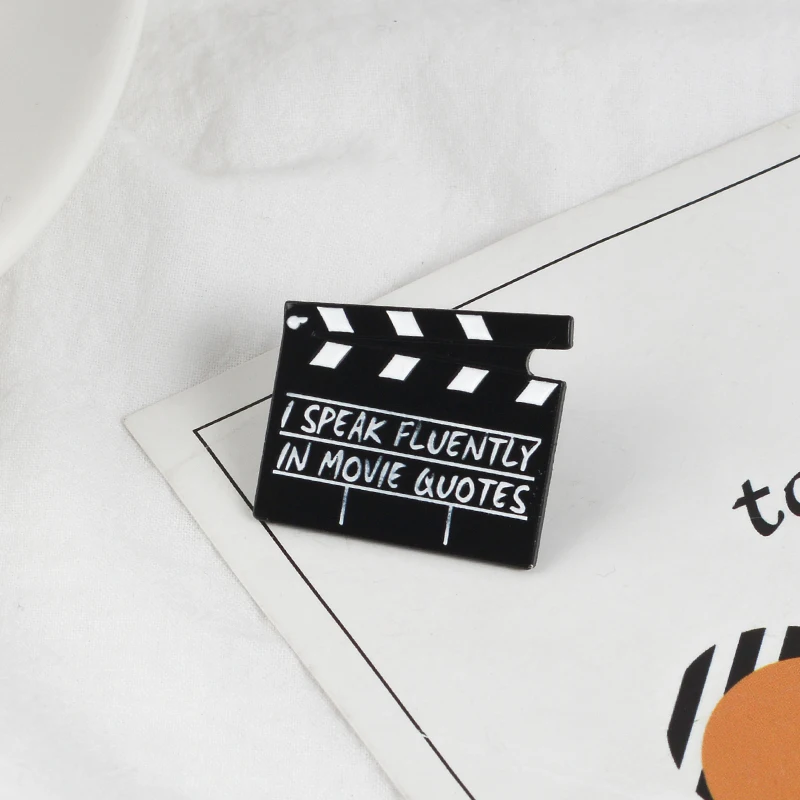 Clapperboard Enamel Pins Film Clapper Board Lapel Badge Movie Scene Board Brooches Badges Gift for Movie Lover Cinema Wholesale