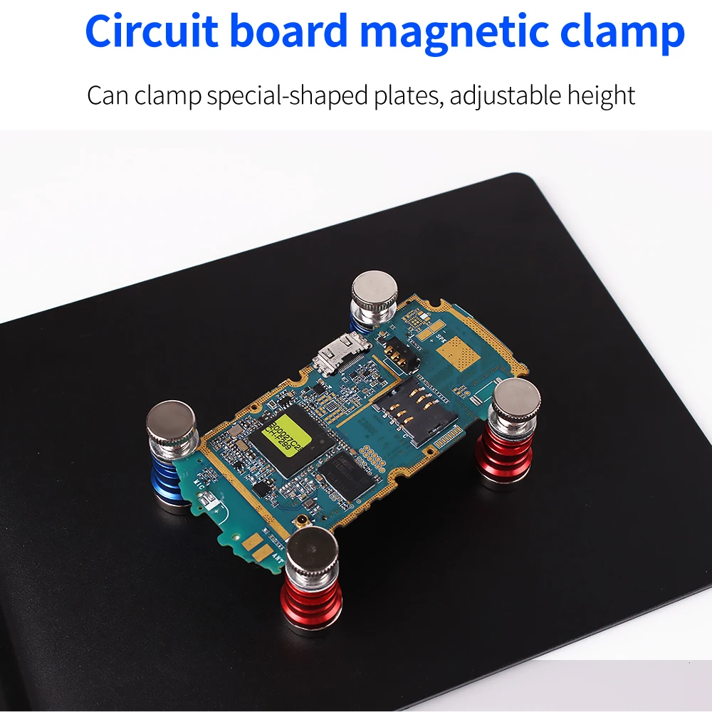 LUXIANZI-Solda Mão Ajudando, PCB Board Clipe de Fixação com Base Magnética, 3XMagnifier Braço Flexível, Soldagem Repair Tool, Terceira Mão