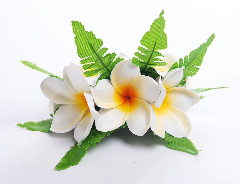 MIXED COLOR Free Shipping 48pcs/Lot HC00049 Artificial Bird Of Paradise Leaves&foam Plumeria Hair Clip Hawaii Tropical Flower