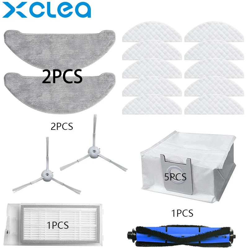 Piezas de limpiador al vacío para XCLEA H30 PLUS, bolsa de polvo, toallitas desechables, accesorios de toallitas repetidoras