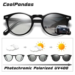 CoolPandas Occhiali da sole fotocromatici unisex Polarizzati Uomo Donna Occhiali da guida TR90 Piccola lente rotonda Antiriflesso lunette de soleil