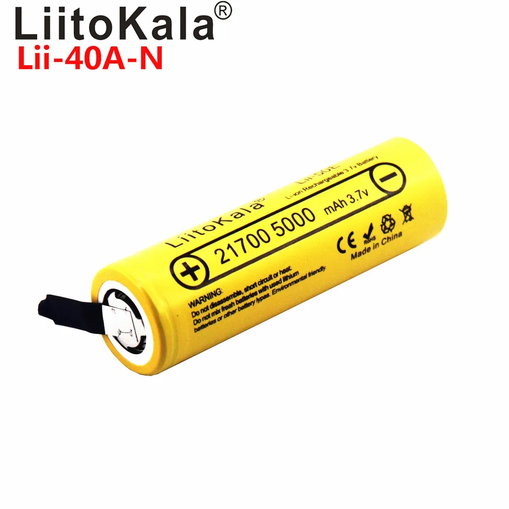 LiitoKala Lii-40A 21700 4000mAh  Li-Ni Battery 3.7V 40A for High discharge Mod / Kit 3.7V 15A power +DIY Nicke