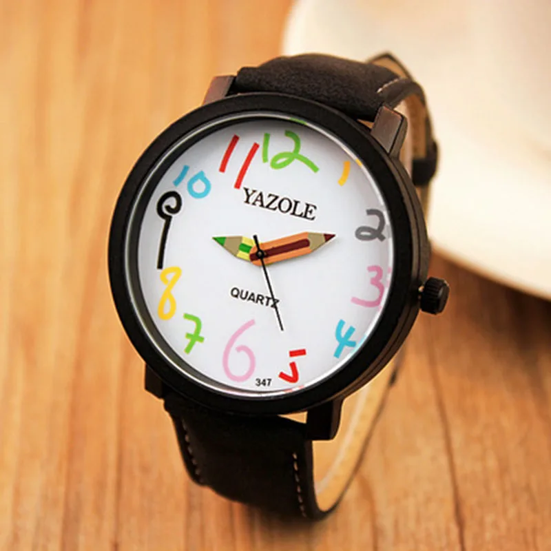 YAZOLE Watch Women Big Watches Fashion Large Digital Color Pencils Quartz Wristwatches Leather Watch Montre Femme Reloj Mujer