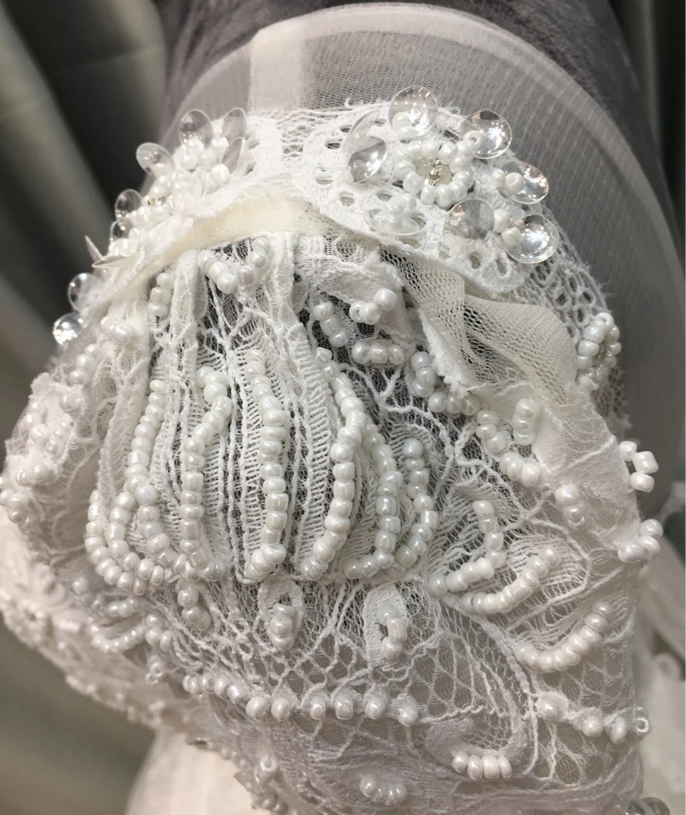 11639 # o-collo manica lunga Tulle lunghezza del pavimento pizzo Applique perline abito da ballo aperto indietro abito da sposa abito da sposa abito da sposa